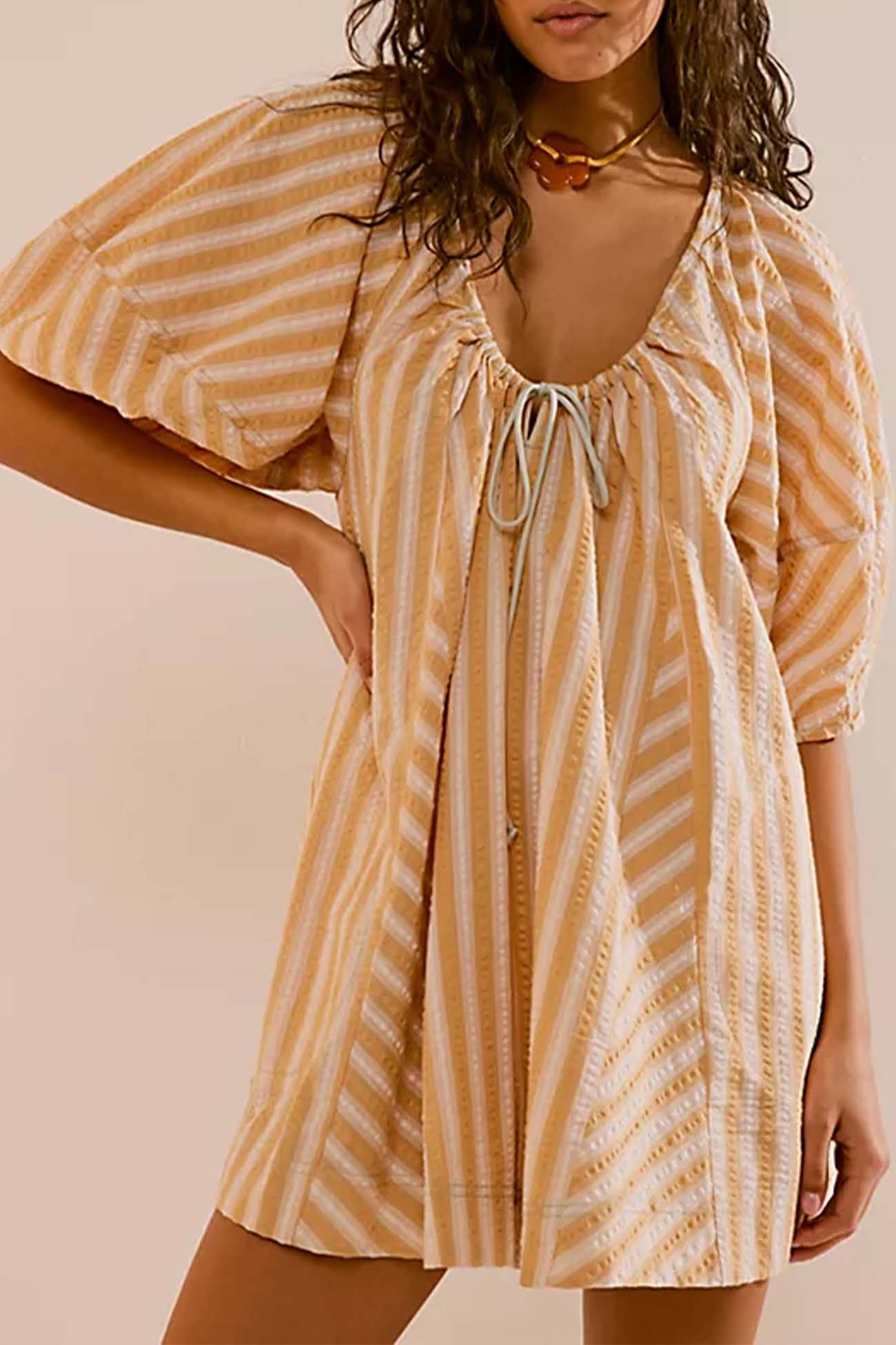 Contrast Stripe Drawstring Rompers