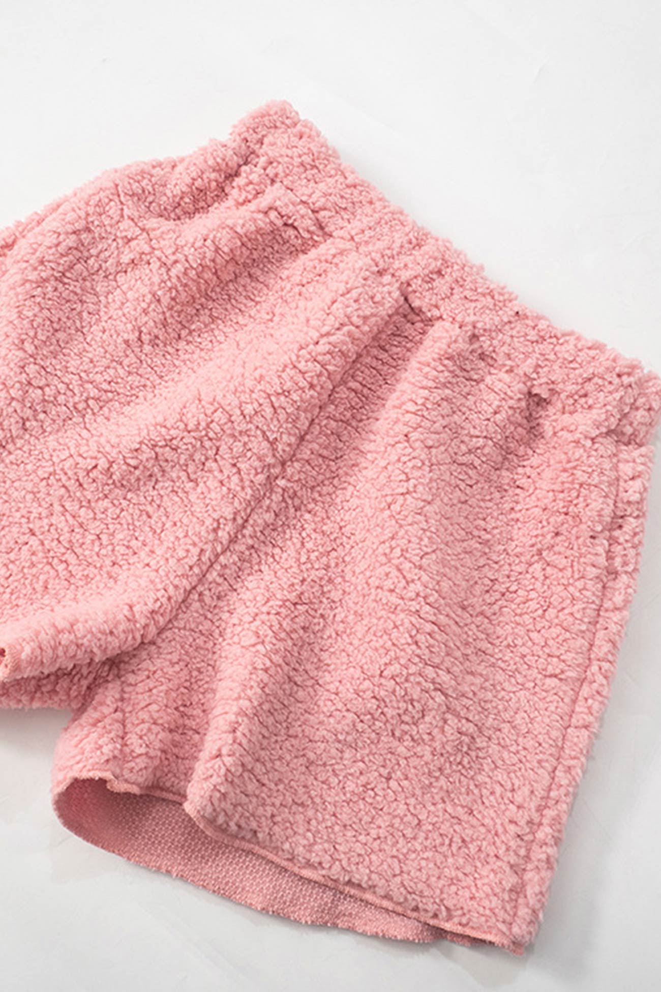 Plush Drawstring Crop Hoodie Shorts Set