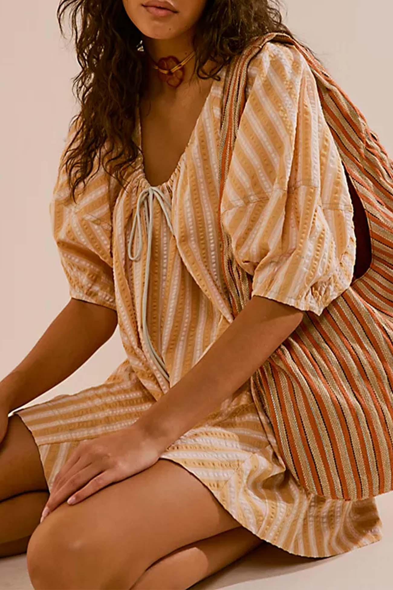 Contrast Stripe Drawstring Rompers